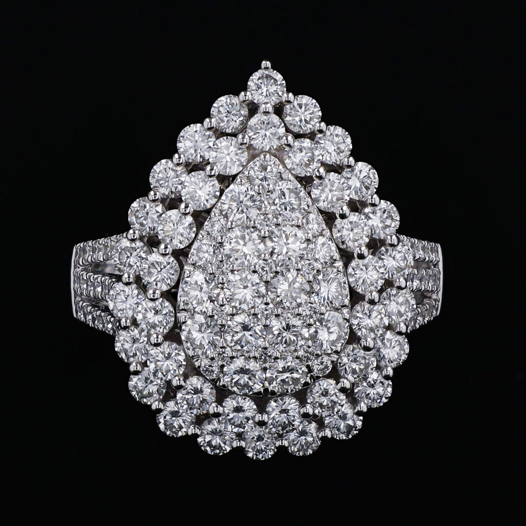 Pear Shaped Design Ring, 18k White Gold, 2.63 CTW Diamonds | Artisan Diamond