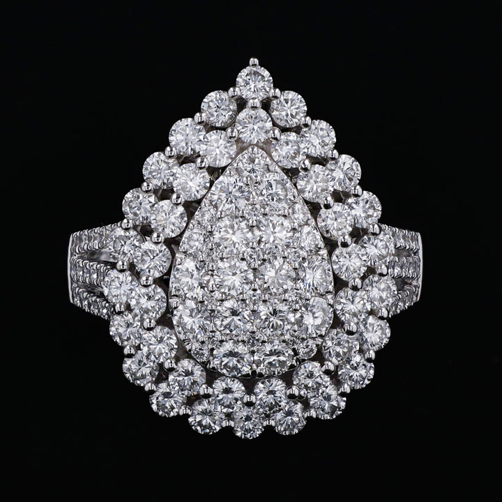 Pear Shaped Design Ring, 18k White Gold, 2.63 CTW Diamonds | Artisan Diamond