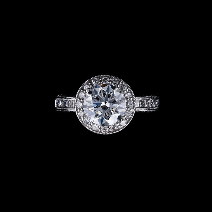 1.28 CTTW Natural Mined Diamond Semi-Mount for Round Center Stone 18k White Gold