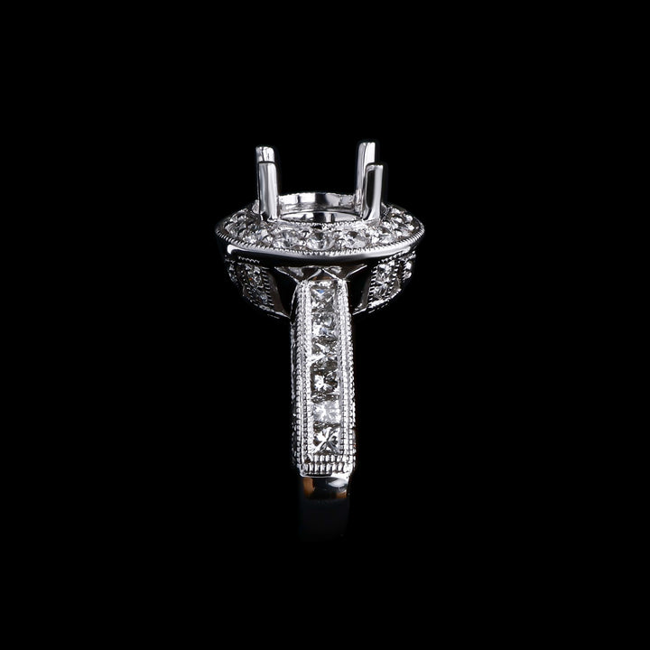 1.28 CTTW Natural Mined Diamond Semi-Mount for Round Center Stone 18k White Gold
