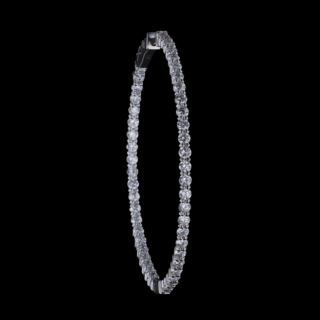Diamond Hoop Earrings, 14k White Gold, 1" Diameter Hoop, 1 CTTW, 4 Prong Set, Lab Grown Diamonds, VS, E/F - Artisan Diamond