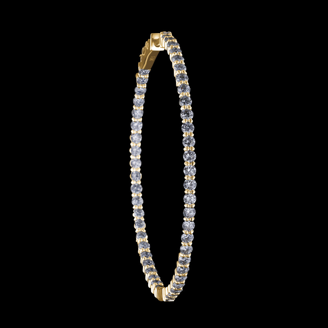 Diamond Hoop Earrings, 14k Yellow Gold, 1" Diameter Hoop, 1 CTTW, 4 Prong Set, Lab Grown Diamonds, VS, E/F - Artisan Diamond
