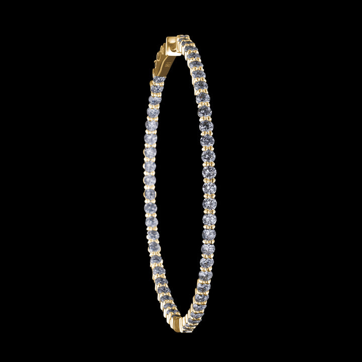 Diamond Hoop Earrings, 14k Yellow Gold, 1" Diameter Hoop, 1 CTTW, 4 Prong Set, Lab Grown Diamonds, VS, E/F - Artisan Diamond