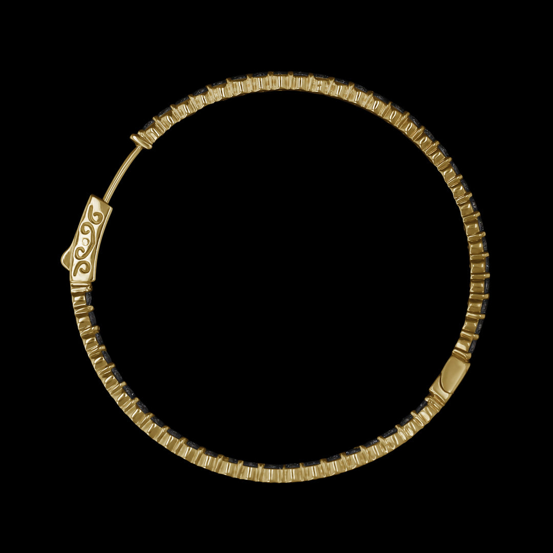 Diamond Hoop Earrings, 14k Yellow Gold, 1" Diameter Hoop, 1 CTTW, 4 Prong Set, Lab Grown Diamonds, VS, E/F - Artisan Diamond
