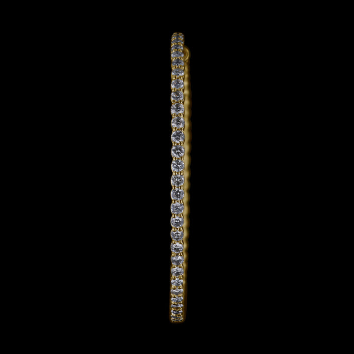 Diamond Hoop Earrings, 14k Yellow Gold, 2" Diameter Hoop, 4 v, 4 Prong Set, Lab Grown Diamonds, VS, E/F - Artisan Diamond