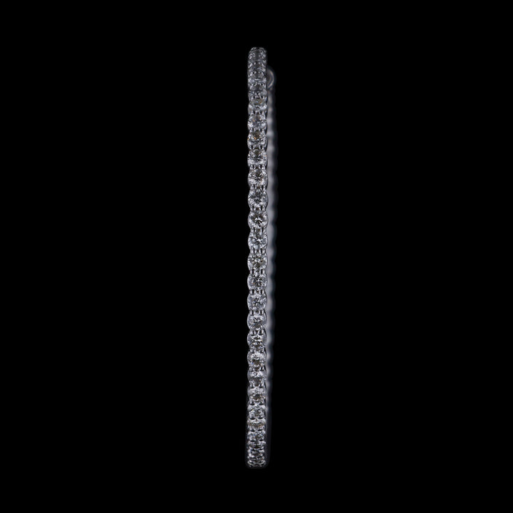 Diamond Hoop Earrings, 14k White Gold, 2" Diameter Hoop, 4 v, 4 Prong Set, Lab Grown Diamonds, VS, E/F - Artisan Diamond