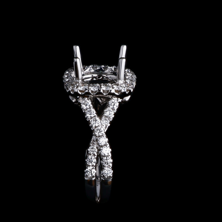 .26 CTTW Natural Mined Diamond Semi-Mount for Round Center Stone, 18k White Gold -Artisan Diamond 