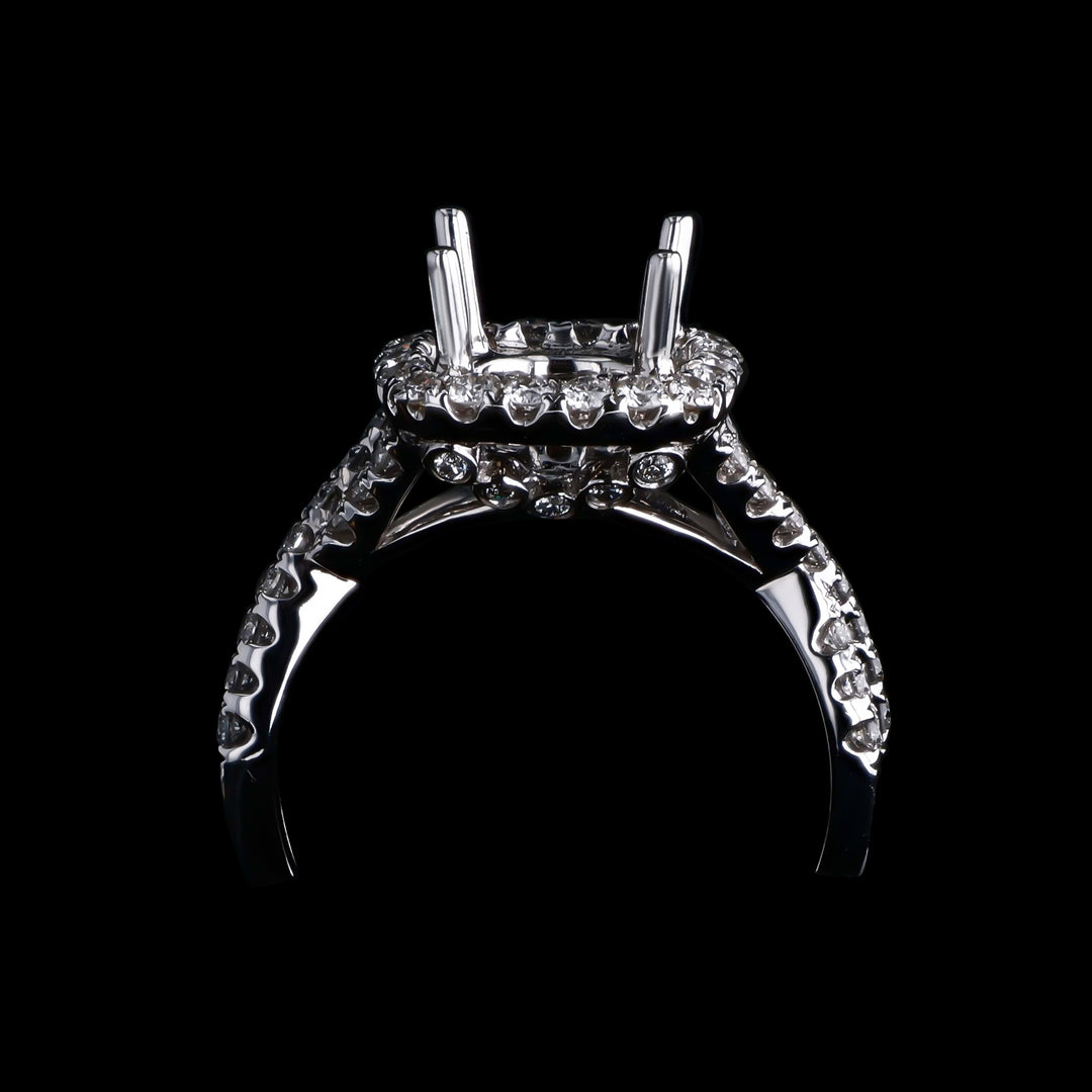 .26 CTTW Natural Mined Diamond Semi-Mount for Round Center Stone, 18k White Gold -Artisan Diamond 