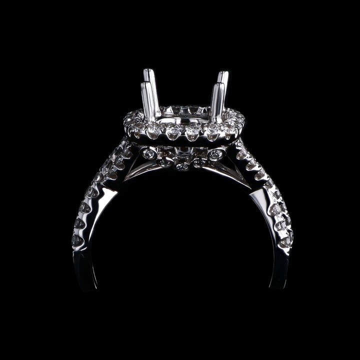 .26 CTTW Natural Mined Diamond Semi-Mount for Round Center Stone, 18k White Gold -Artisan Diamond 