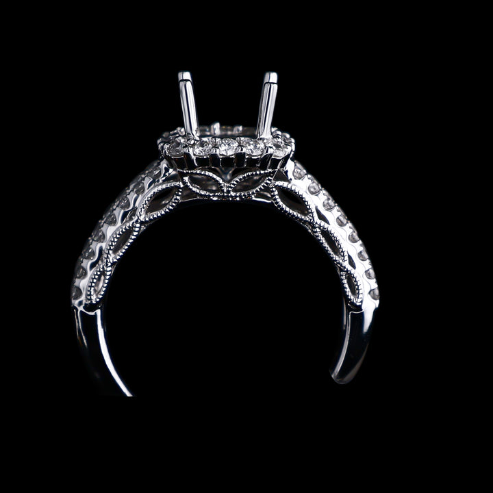 .47 CTTW Natural Mined Diamond Semi-Mount for Round Center Stone, 18k White Gold