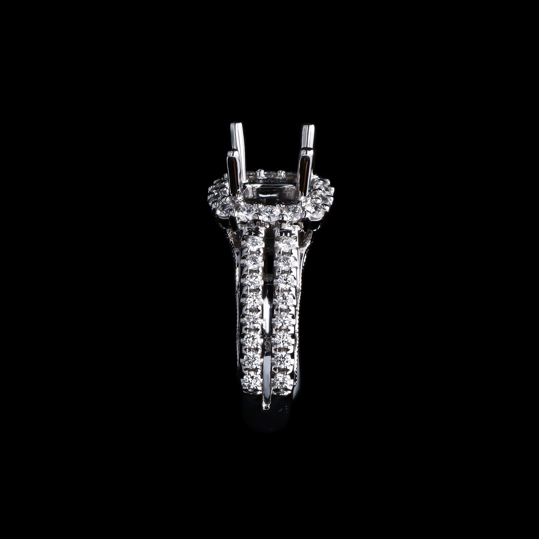 .47 CTTW Natural Mined Diamond Semi-Mount for Round Center Stone, 18k White Gold