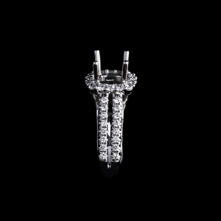 .47 CTTW Natural Mined Diamond Semi-Mount for Round Center Stone, 18k White Gold
