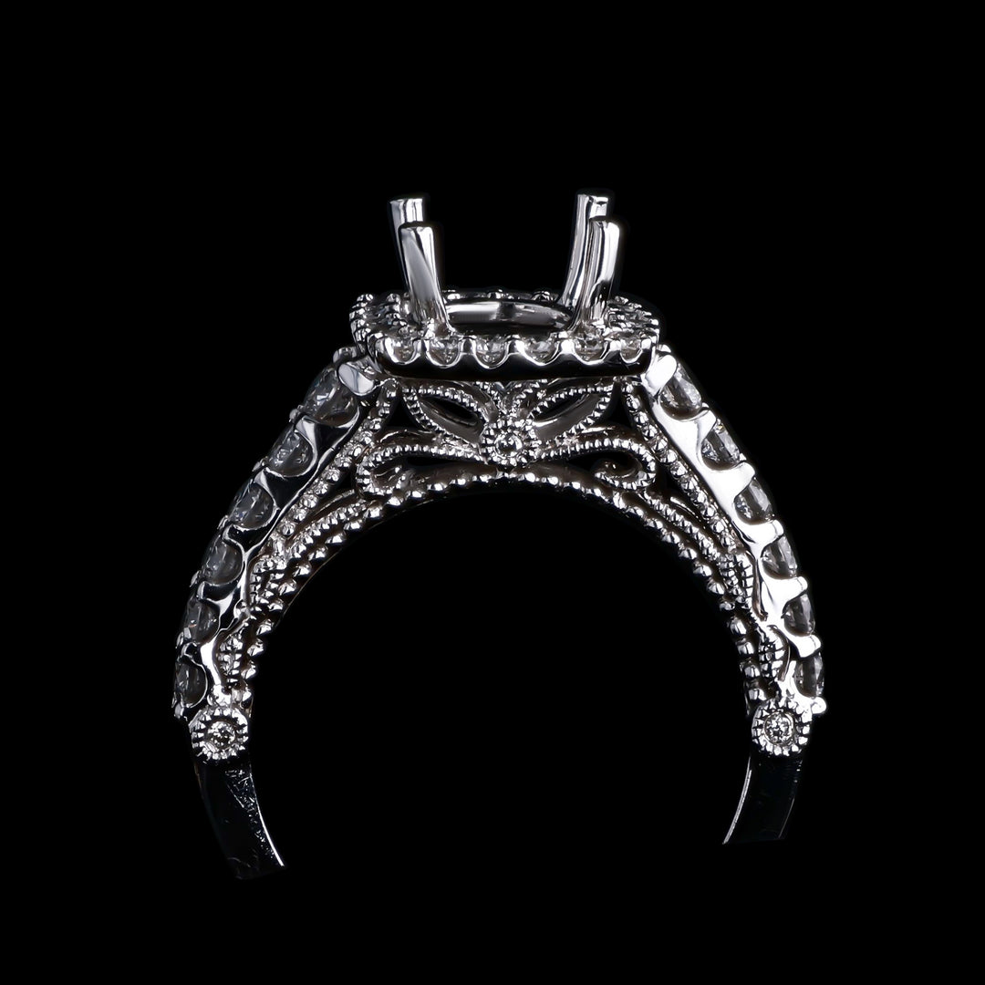 .70 CTTW Natural Mined Diamond Semi-Mount for Round Center Stone, 18k White Gold