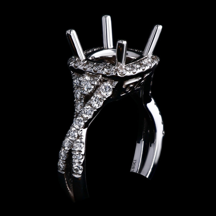 .83 CTTW Natural Mined Diamond Semi-Mount for Round Center Stone, 18k White Gold