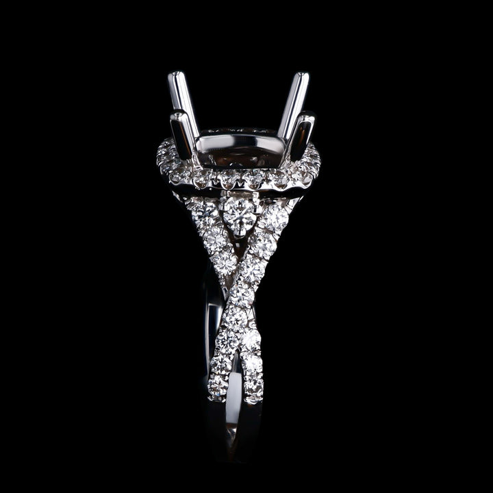 .83 CTTW Natural Mined Diamond Semi-Mount for Round Center Stone, 18k White Gold