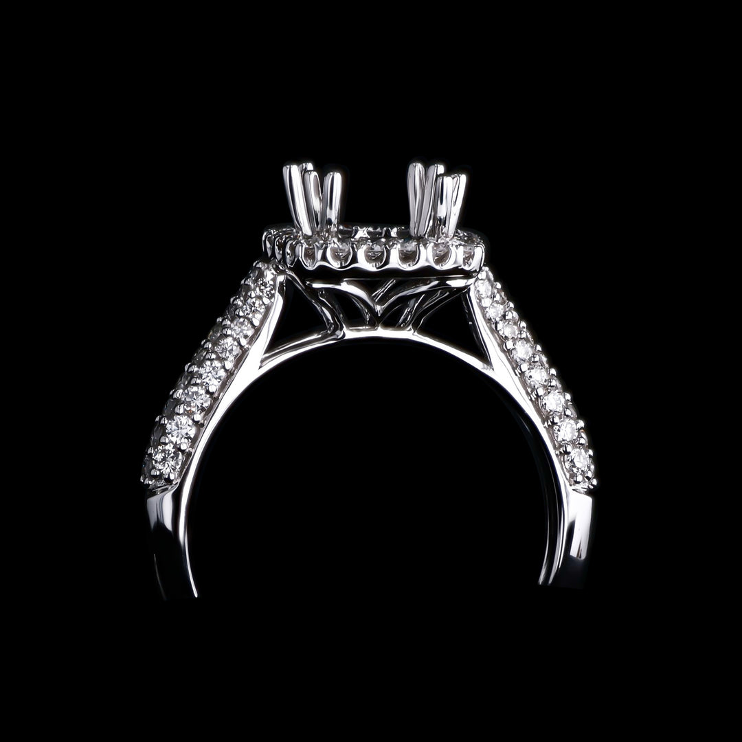 .54 CTTW Natural Mined Diamond Semi-Mount for Round Center Stone, 18k White Gold Ring