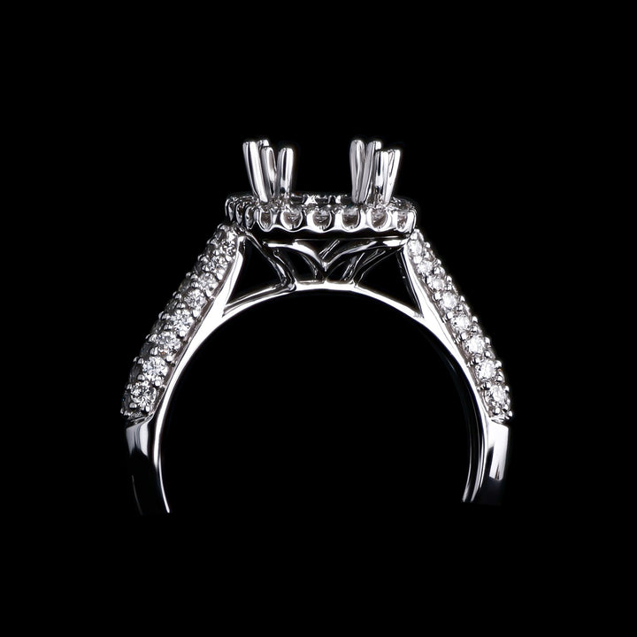 .54 CTTW Natural Mined Diamond Semi-Mount for Round Center Stone, 18k White Gold Ring