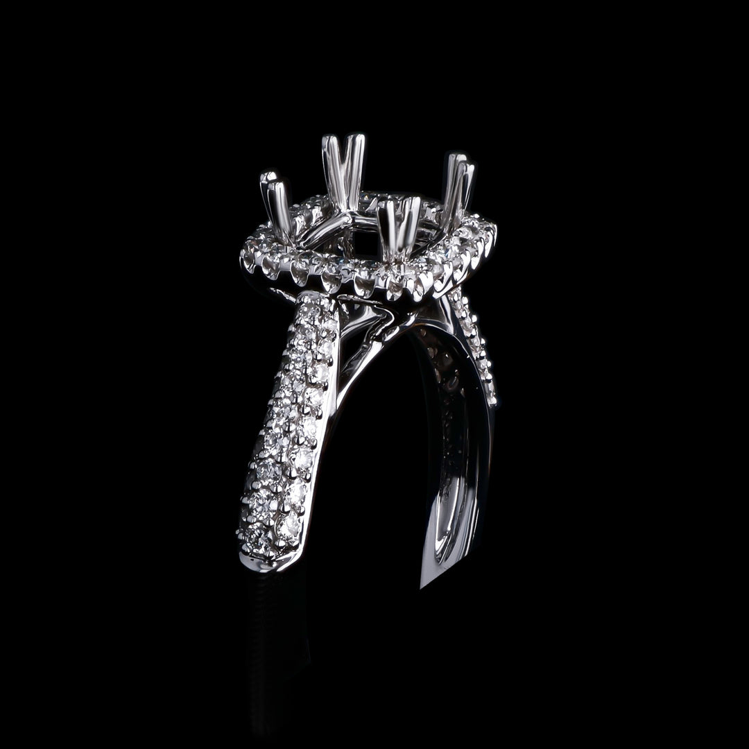 .54 CTTW Natural Mined Diamond Semi-Mount for Round Center Stone, 18k White Gold Ring