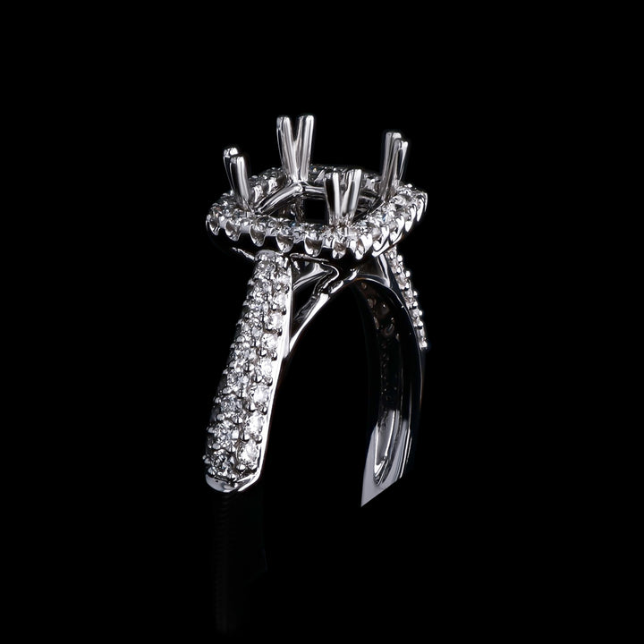 .54 CTTW Natural Mined Diamond Semi-Mount for Round Center Stone, 18k White Gold Ring