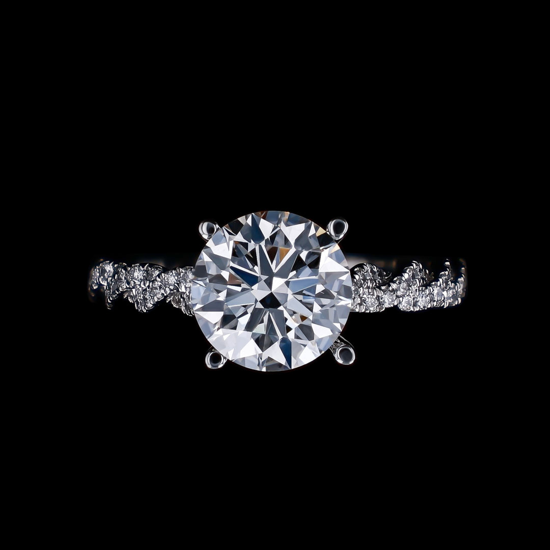 .31 CTTW Natural Mined Diamond Semi-Mount for Round Center Stone, 18k White Gold - Artisan Diamond