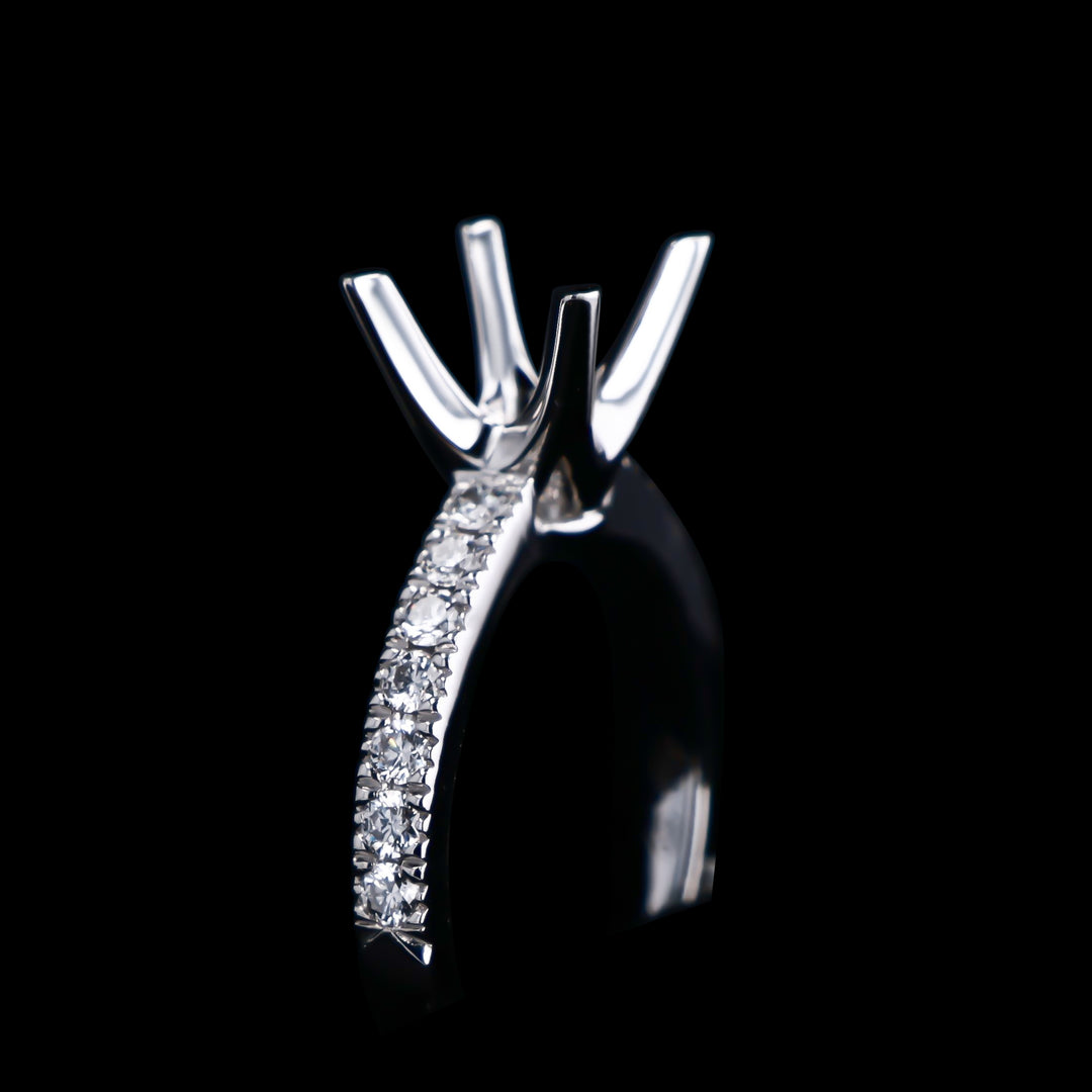 .40 CTTW Natural Mined Diamond Semi-Mount for Round Center Stone, 18k White Gold