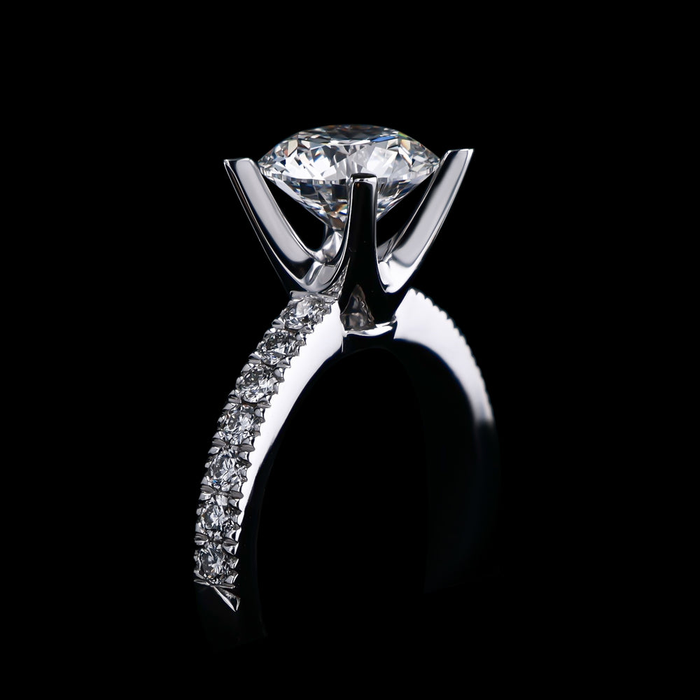 .40 CTTW Natural Mined Diamond Semi-Mount for Round Center Stone, 18k White Gold