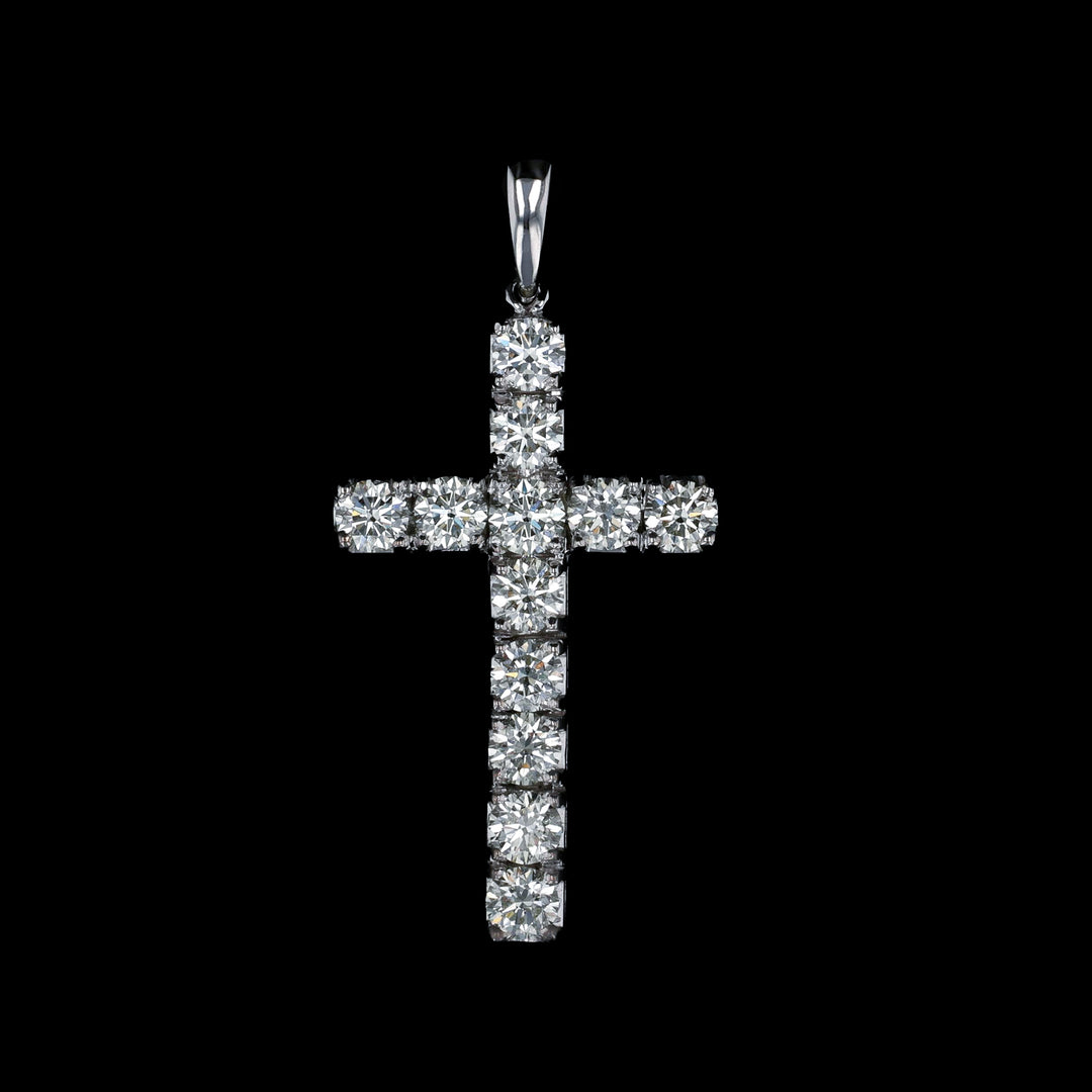 Cross Pendant, 14k White Gold, 4.02 Carats TW, Natural Mined Diamonds | Artisan Diamond