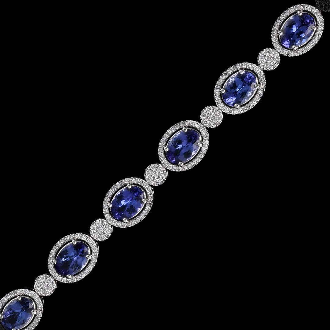 Tanzanite and Diamond bracelet on models wrist - Artisan Diamond