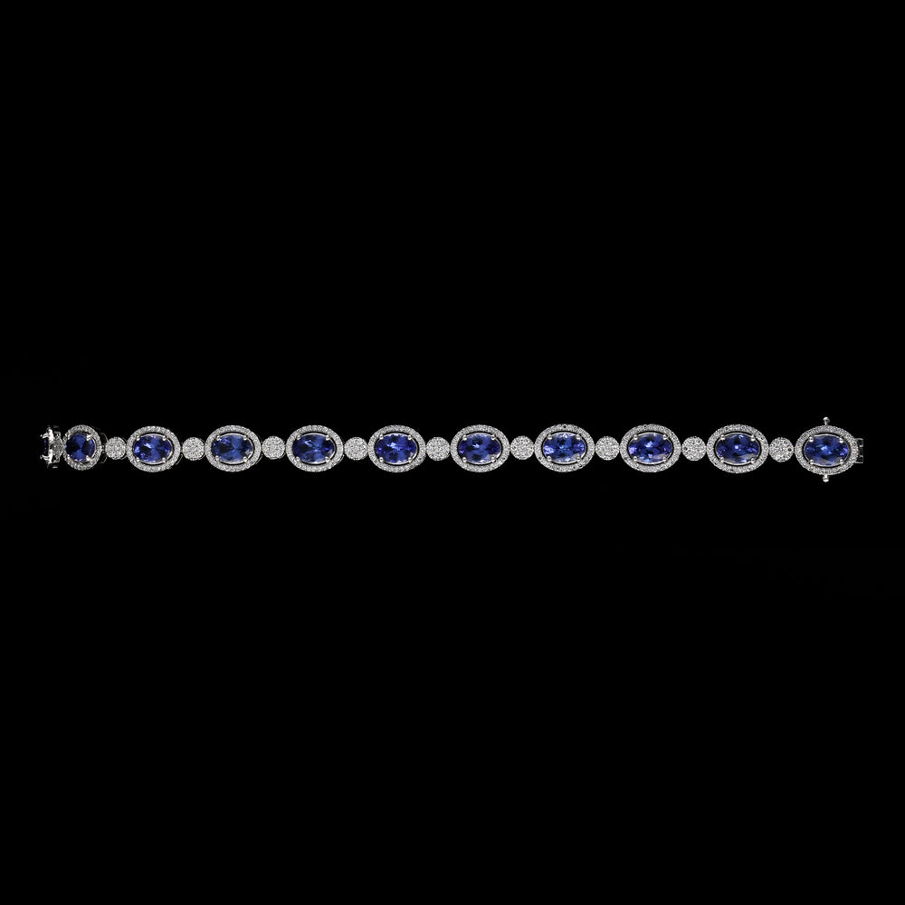 Tanzanite and Diamond bracelet on models wrist - Artisan Diamond