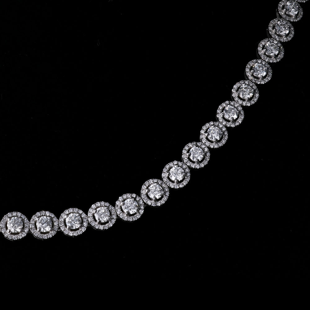 18" Round Halo Tennis Bracelet, 14k White Gold, 10.82 Carats TW | Artisan Diamond