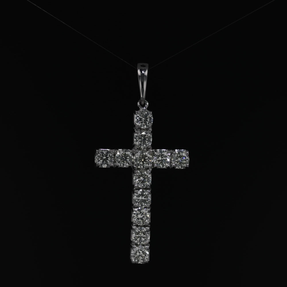 Cross Pendant, 14k White Gold, 4.02 Carats TW, Natural Mined Diamonds | Artisan Diamond