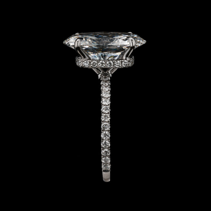 5 1/4 CT. Center Oval Lab Grown Diamond Ring with .50 CT Natural Diamond on Mounting, 18k White Gold