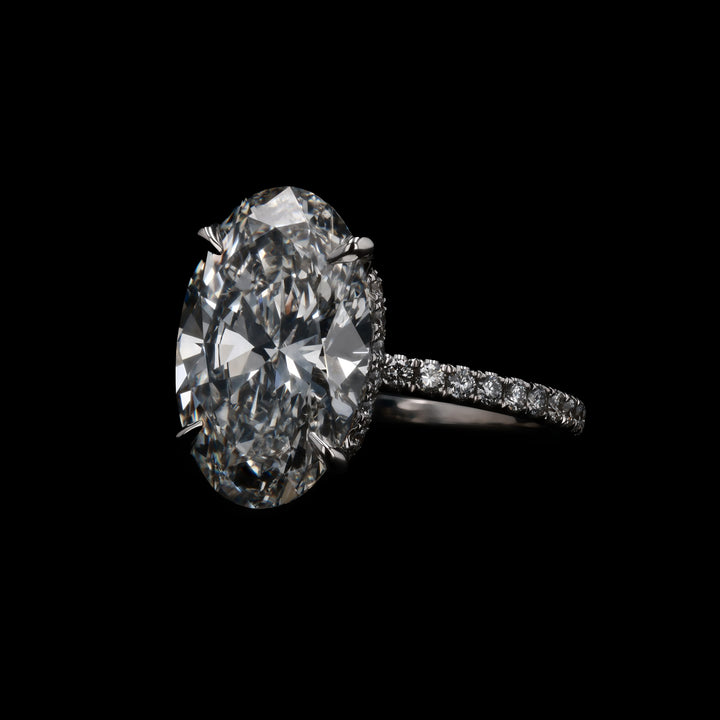 5 1/4 CT. Center Oval Lab Grown Diamond Ring with .50 CT Natural Diamond on Mounting, 18k White Gold